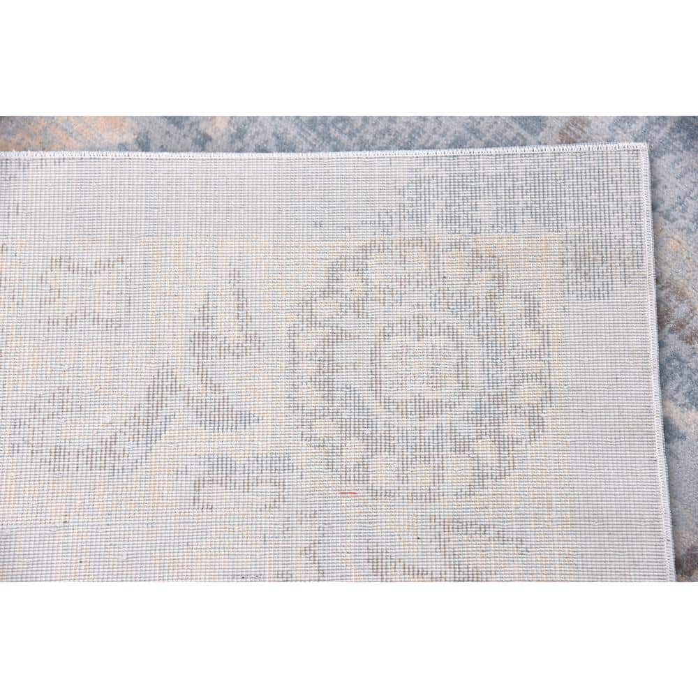 Serene Light Blue Floral 9' x 12' Handmade Synthetic Rug