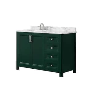 Sandon 48 in. W x 22 in. D Bath Vanity in Emerald Green with Marble Vanity Top in Carrara White with White Basin