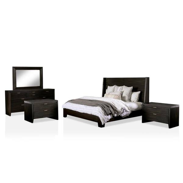 Furniture of America Angleberger 5-Piece Dark Walnut King Bedroom Set