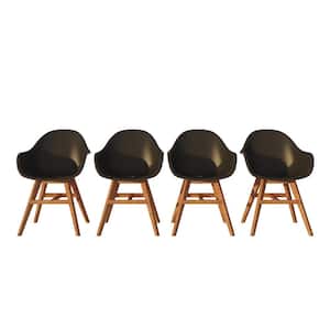 Elbe Solid Wood Outdoor Dining Chair in Black (4-Pack)
