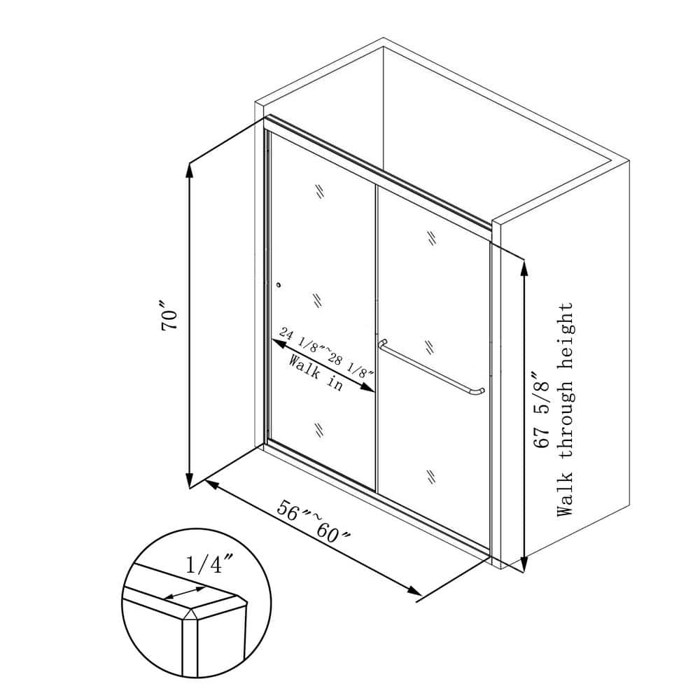 60 in. Chrome Framed Sliding Shower Door with Clear Glass
