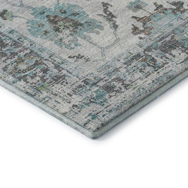 Mayfield Premium Machine Washable Abstract AMF1976 Teal 5 ft. x 7 ft. 6 in. Area Rug