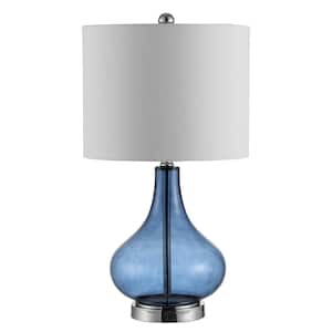 Brooks 24 in. Blue Table Lamp with White Shade