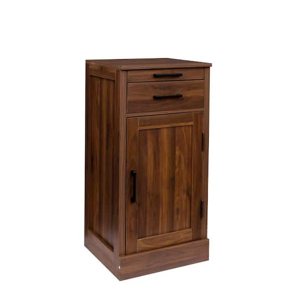 Tileon Brown Walnut Color mModular Wine Bar Cabinet Buffet Cabinet with Hutch for Dining Room