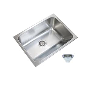 24 in. x 18 in. Single Bowl Stainless Steel Laundry Sink with Washboard