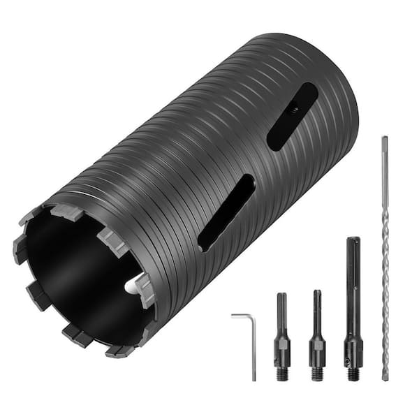 Core Drill Bit, 4-1/2 in. Dia, 9-1/2 in. Depth, 5/8-11 Internal Thread, Diamond Dry Coring Bit with 3-Adapters