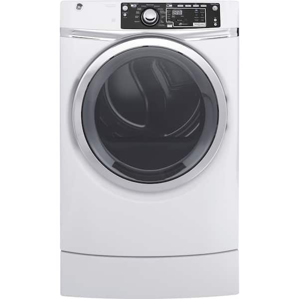 GE 8.3 cu. ft. 120 Volt White Gas Vented Dryer with Steam and Right Height Design, ENERGY STAR