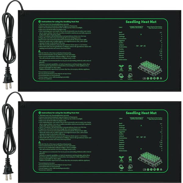 ITOPFOX 10 in. x 20.75 in. Seedling Heat Mat for Seed Starting, Waterproof Heating Pad for Indoor Plants Germination (2-Pack)
