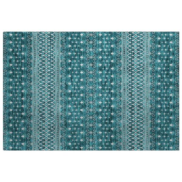 Dream Shag Premium Machine Washable Abstract ADS708 Teal 3 ft. x 4 ft. Area Rug