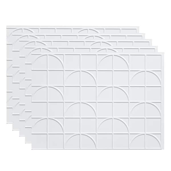 Fasade 18 in. x 24 in. Crescent Matte White Vinyl Backsplash Panel (Pack of 5)