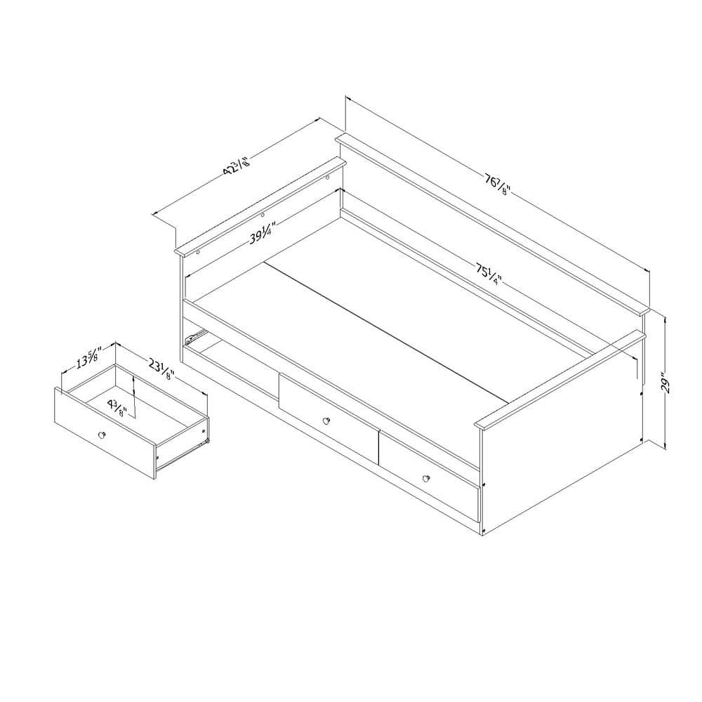 Twin Weathered Oak Daybed with 3 Storage Drawers