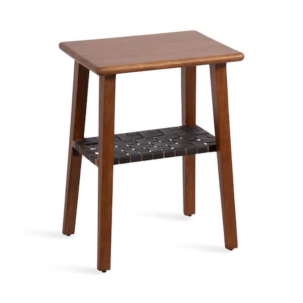 Kate and Laurel Woebeck 18 in. Walnut Brown Rectangle Solid Wood End Table