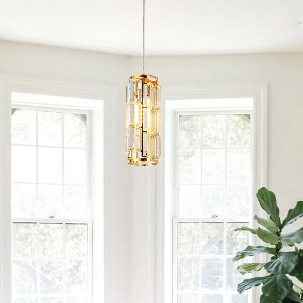 Sophisticated 1-Light Gold Adjustable Pendant Light with Crystal Glass Shade and Dimmable Bulb Not Included price history on PriceWatchPro