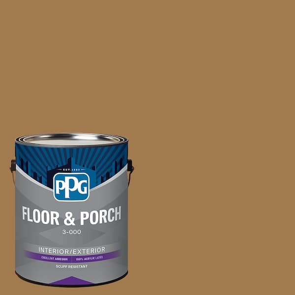 1 gal. PPG1089-7 Caramelized Pecan Satin Interior/Exterior Floor and Porch Paint