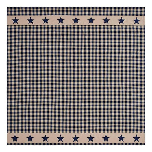 My Country 72 in. W x 72 in. L Cotton Blend Shower Curtain in Navy Tan