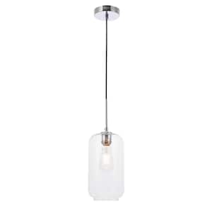 Timeless Home 6.1 in. 1-Light Chrome And Clear Glass Pendant Light, Bulbs Not Included