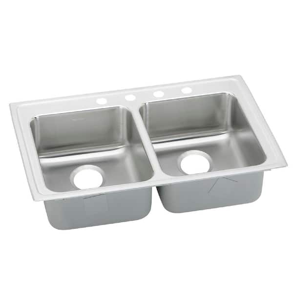 Elkay Lustertone Drop-In Stainless Steel 33 in. 4-Hole Double Bowl ADA Compliant Kitchen Sink with 5.5 in. Bowls