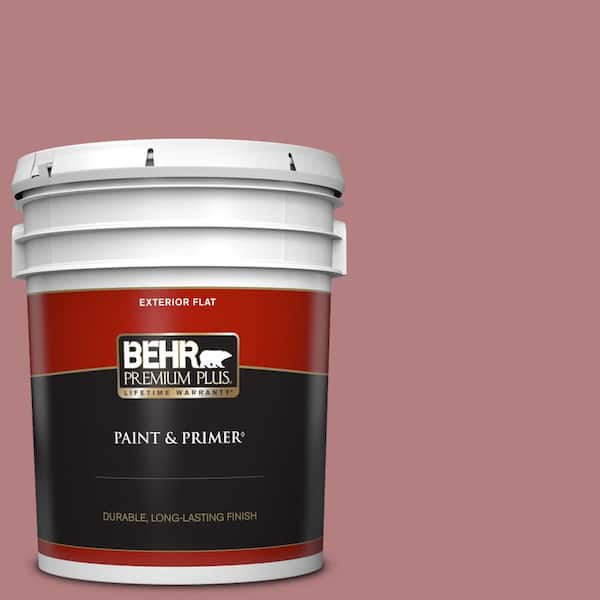 BEHR PREMIUM PLUS 5 gal. #T14-15 Minuet Rose Flat Exterior Paint & Primer