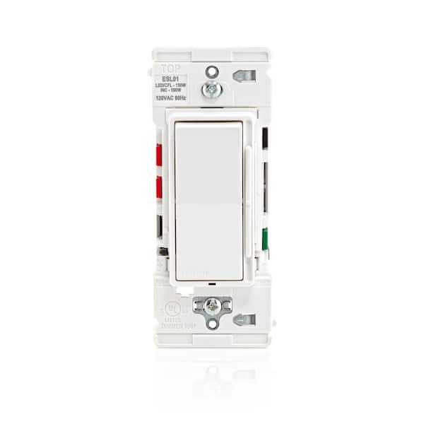 Decora Lever Edge Rocker Slide Dimmer Switch for LED/INC Bulbs, 150 Watt, Single Pole or 3-Way, White (2-Pack) ESL01-2PW