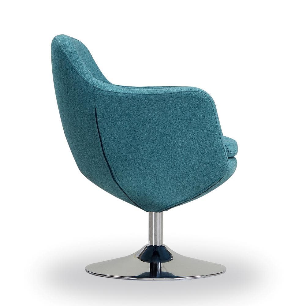 Modern Blue Faux Leather Egg Chair with Swivel Metal Base