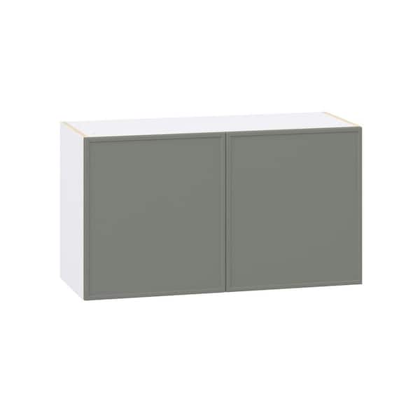 J COLLECTION Fairview 36 in. W x 14 in. D x 20 in. H Assembled Slim Shaker Wall Bridge Kitchen Cabinet in Moss Green