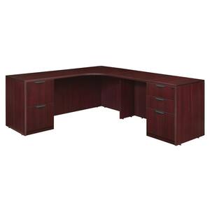 Magons 71 in. Mahogany Double Full Pedestal Right Corner Credenza