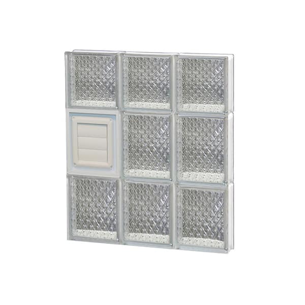Clearly Secure 17.25 in. x 21.25 in. x 3.125 in. Frameless Diamond Pattern Glass Block Window with Dryer Vent