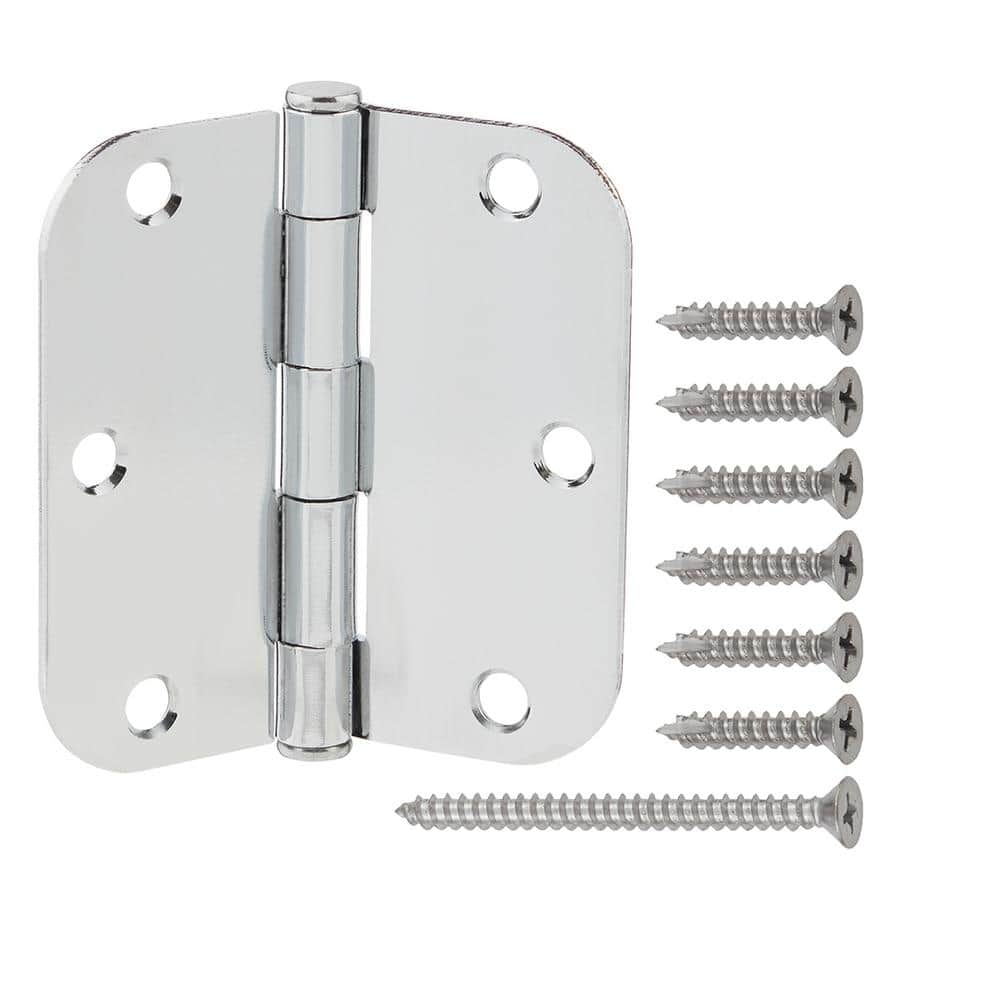 3-1/2 in. x 5/8 in. Radius Chrome Squeak-Free Door Hinge