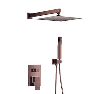 1-Spray Patterns with 2.5 GPM 10 in. Wall Mount Rain Dual Shower Heads in Brown Shower System/Faucet Set