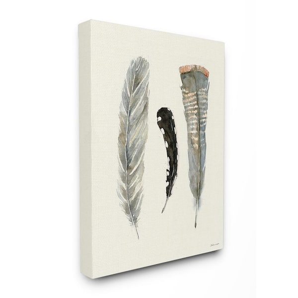 The Stupell Home Decor Collection 16 In. X 20 In. "Three Soft Grey And Black Watercolor Feathers" By Stephanie Workman Marrott Canvas Wall Art-Ccp-335_Cn_16X20 - The Home Depot