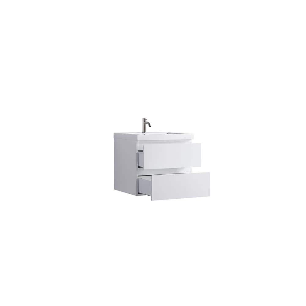24-Inch White Plywood Wall-Mount Vanity with Resin Countertop