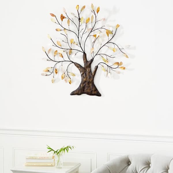 Litton Lane 30 in. x 29 in. Green Metal Traditional Wall Decor 29 in. x 30 in.