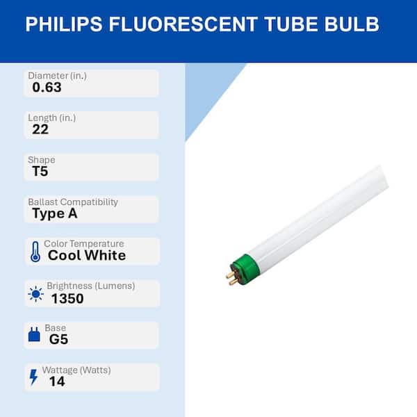 14-Watt 22 in. Linear T5 Fluorescent Tube Light Bulb Cool White (4100K) Alto (40-Pack)