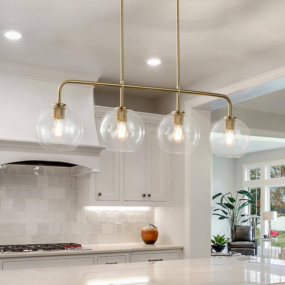 EDISLIVE Friedlander 4-Light Brass Island Chandelier with Clear Glass ...
