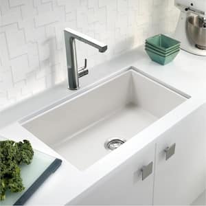 Platus White Fireclay 32 " Single Bowl Undermount Kitchen Sink