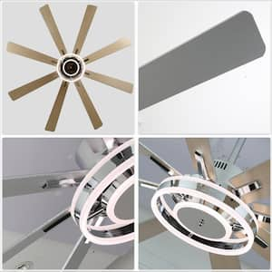 Belcarra 72 in. Indoor Chrome Dimmable 6-Speed Integrated LED Modern Ceiling Fan w/ Light and Remote 3-Downrods Included