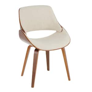 Fabrizzi Cream Fabric and Walnut Wood Dining/Accent Chair