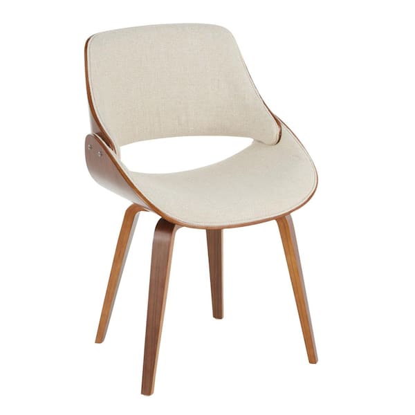 Lumisource Fabrizzi Cream Fabric and Walnut Wood Dining/Accent Chair