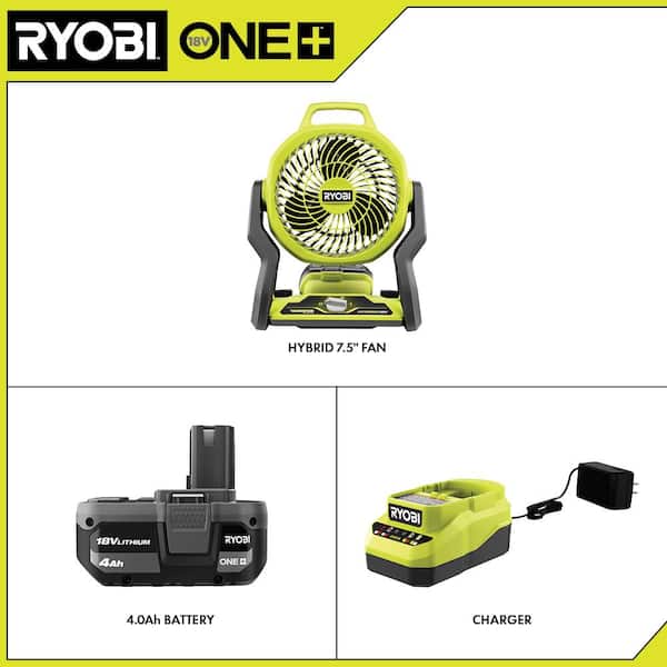 ONE+ 18V Hybrid WHISPER SERIES 7-1/2 in. Fan Kit w/ 4.0 Ah Battery, Charger, & 6.0 Ah HIGH PERFORMANCE Battery (2-Pack)