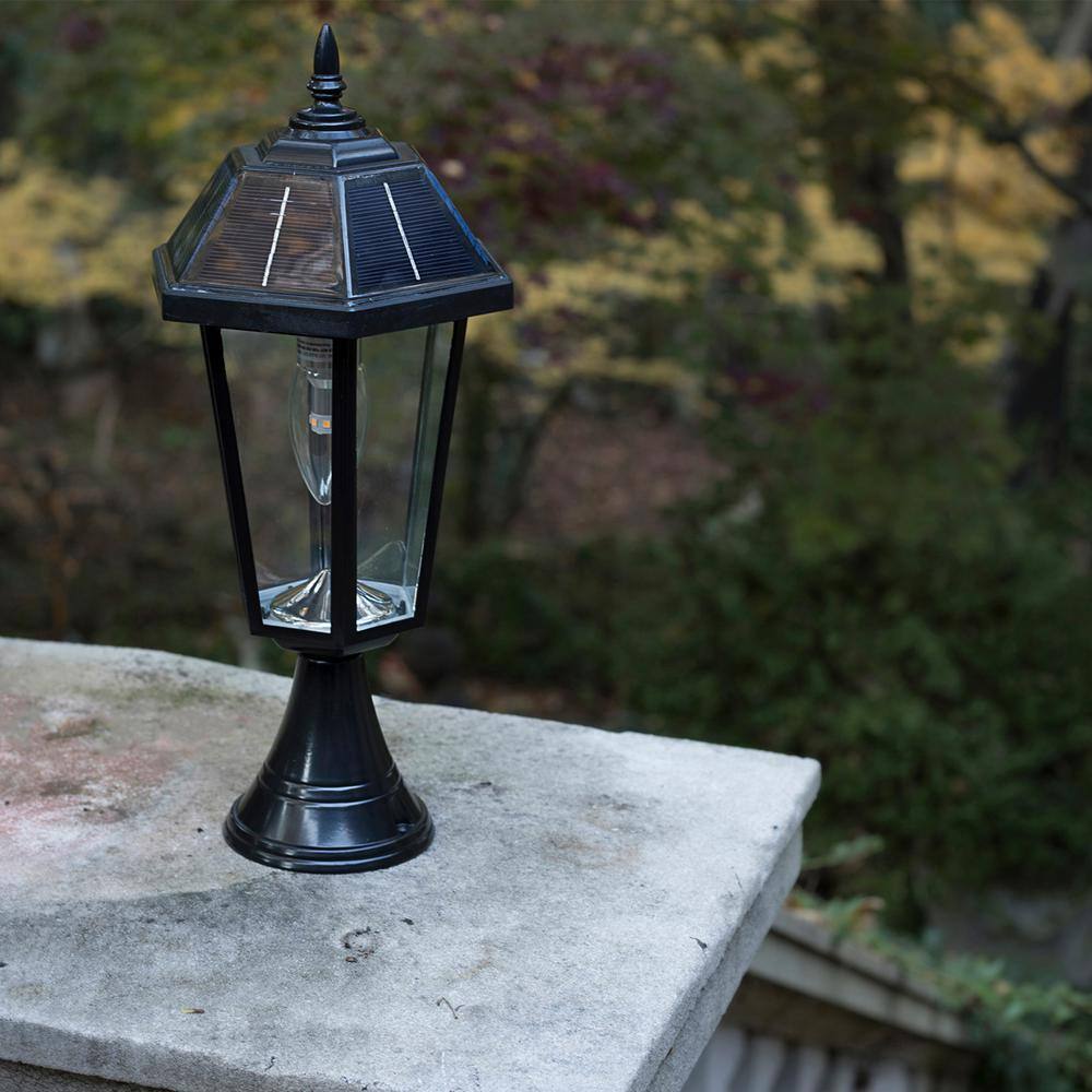 Topaz Black Aluminum Solar LED Outdoor Post Light