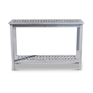 48 in. Standard Rectangle Eucalyptus Wood Console Table Silver Gray for Garden, Backyard, Balcony and Poolside