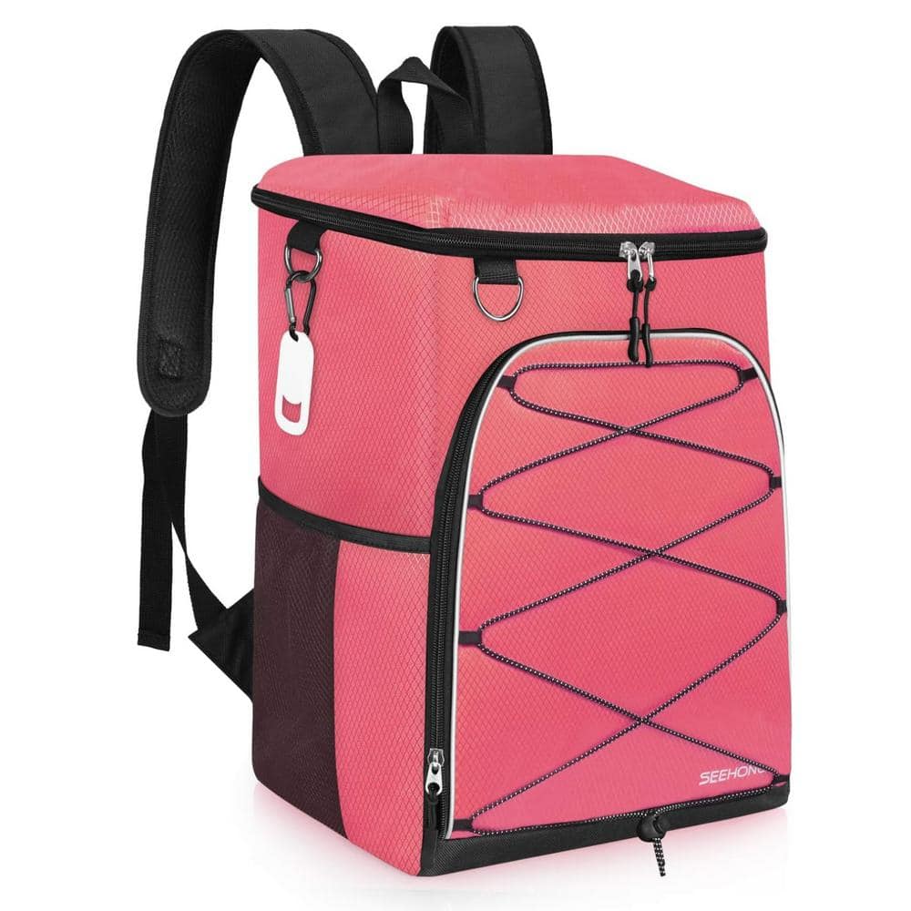 26.4 qt. Insulated Cooler Backpack Leakproof Soft-Side Cooler Bag Lightweight for Picnic, Camping & Beach, Pink
