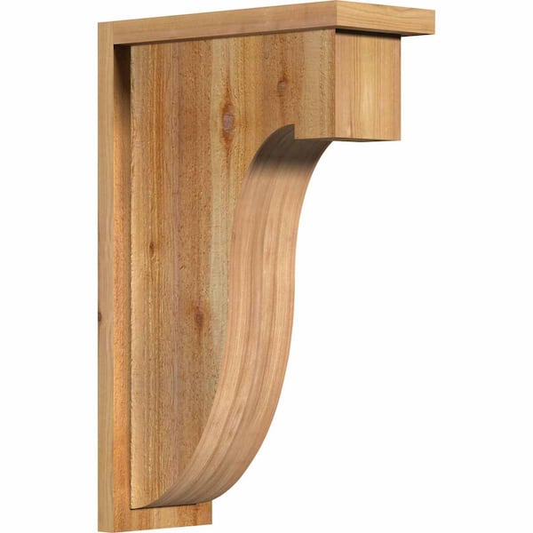 Ekena Millwork 6 in. x 14 in. x 22 in. Western Red Cedar Del Monte Rough Sawn Corbel with Backplate