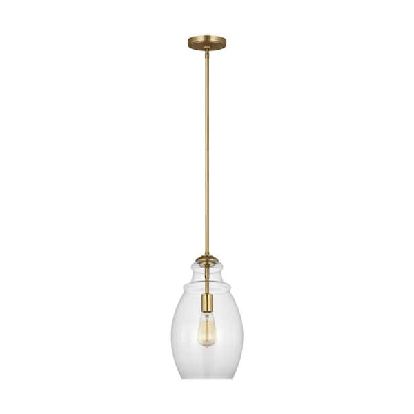 Generation Lighting Marino By Sean Lavin 1 Light Satin Brass Pendant Light With Clear Glass