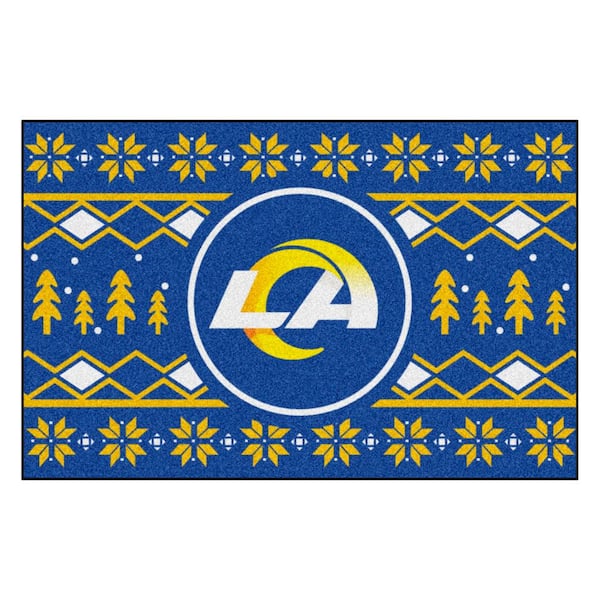 FANMATS Los Angeles Rams Holiday Sweater Navy 1.5 ft. x 2.5 ft