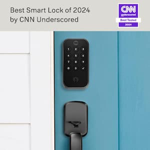 Smart Door Lock with Bluetooth and Pushbutton Keypad; Satin Nickel