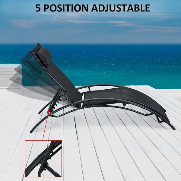 black aluminum outdoor chaise lounge