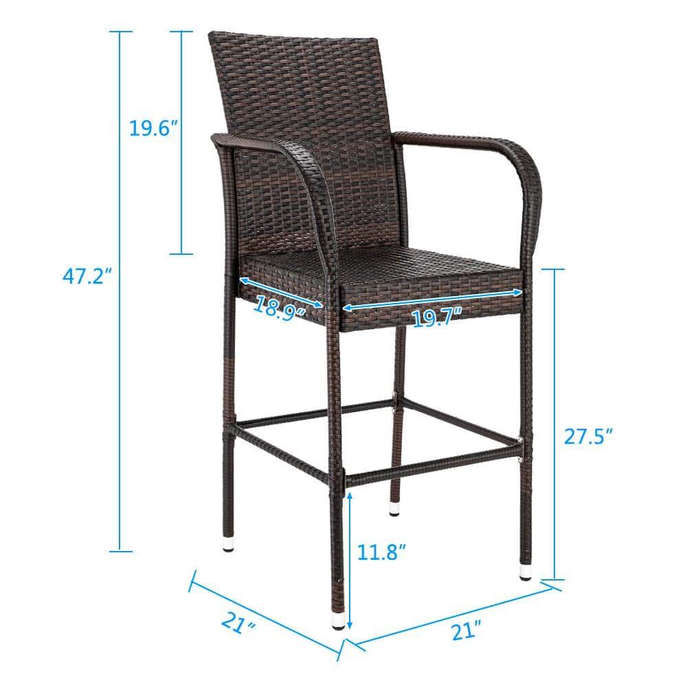 Stewart 30-Inch Brown Wicker Outdoor Barstools, Set of 2