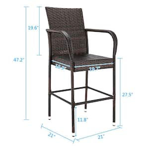 Brown Wicker Outdoor Bar Stool (2-Pack)