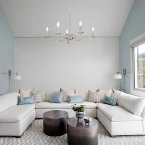 5-Light Nickel Farmhouse Chandeliers for Living Room Foyer Hallway Dining Room